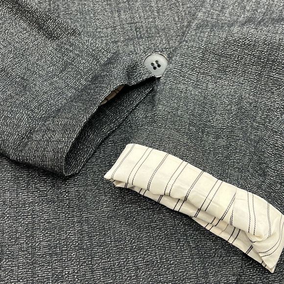 Theory Wool Blazer Women's Size 12 Black & White Pinstriped 2 Button Jacket - Picture 7 of 9